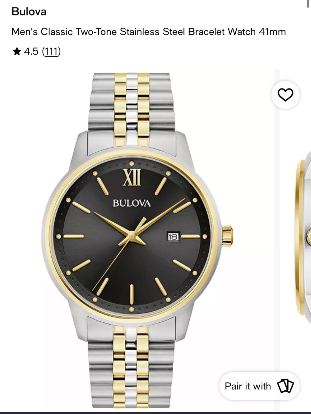 Bulova Two-Tone Silver and Gold Men’s Chronograph Wristwatch